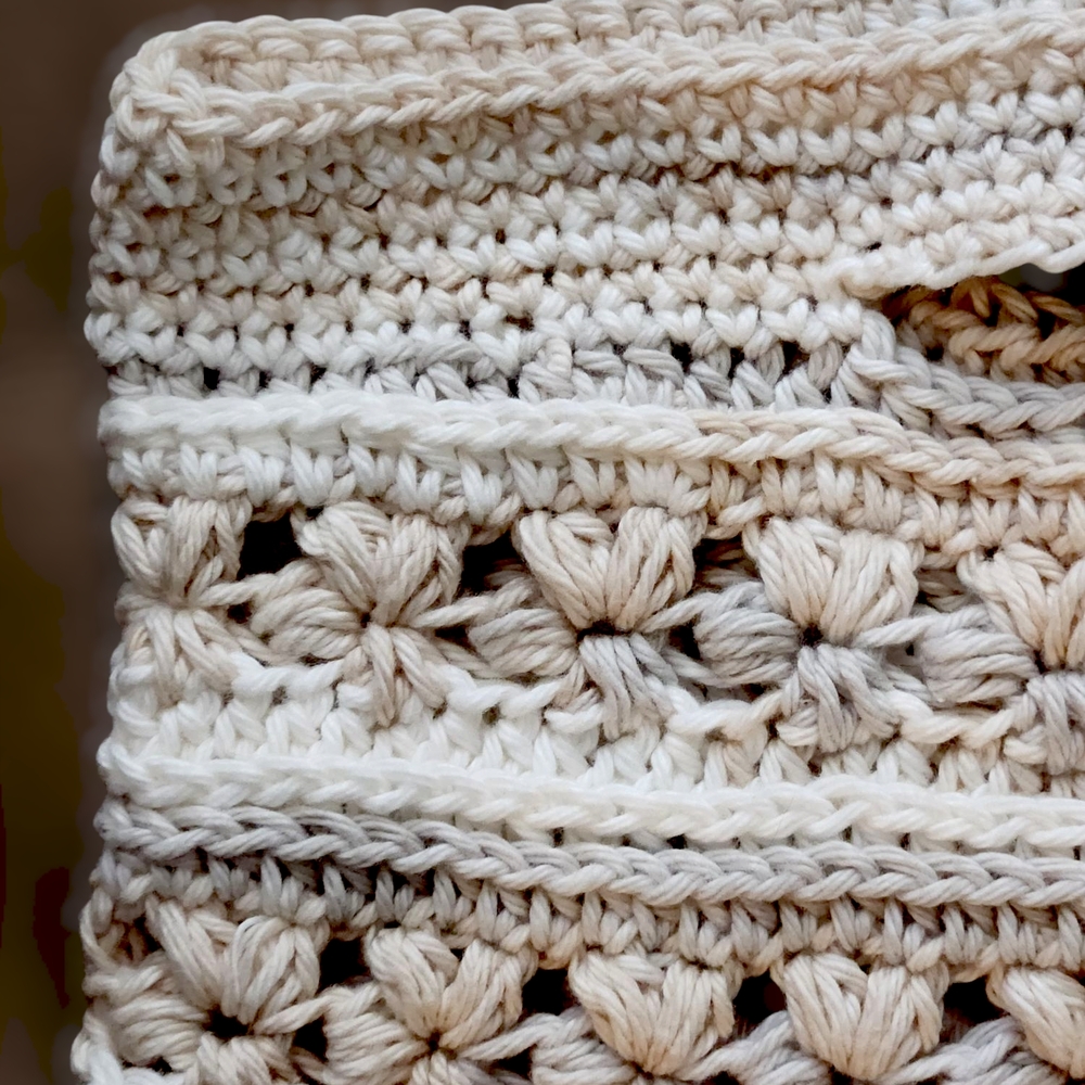 Handmade Shopping Tote Cream and Tan with Intricate Detailing - Picture 7 of 11